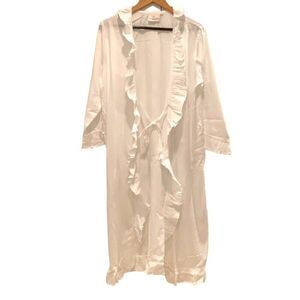 Haute Home Small White Spa Robe - Ruffle Trim & Belt - Luxury Cotton
